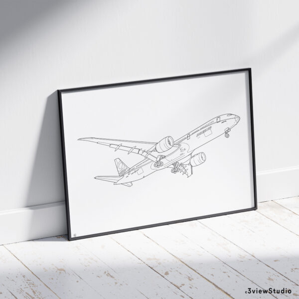 boeing 787 dreamliner line art set