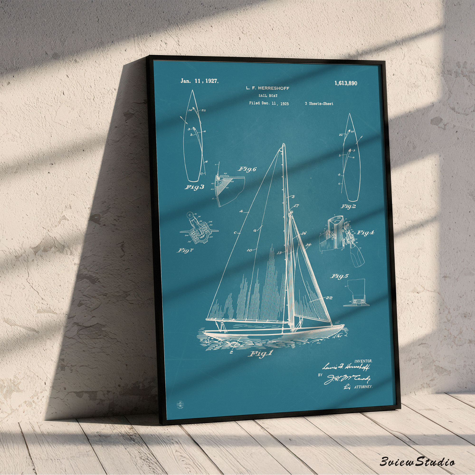 herreshoff sailboat patent art print herreshoff sailboat patent art print