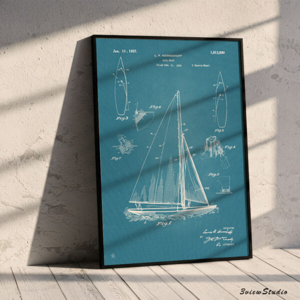 herreshoff sailboat patent art print