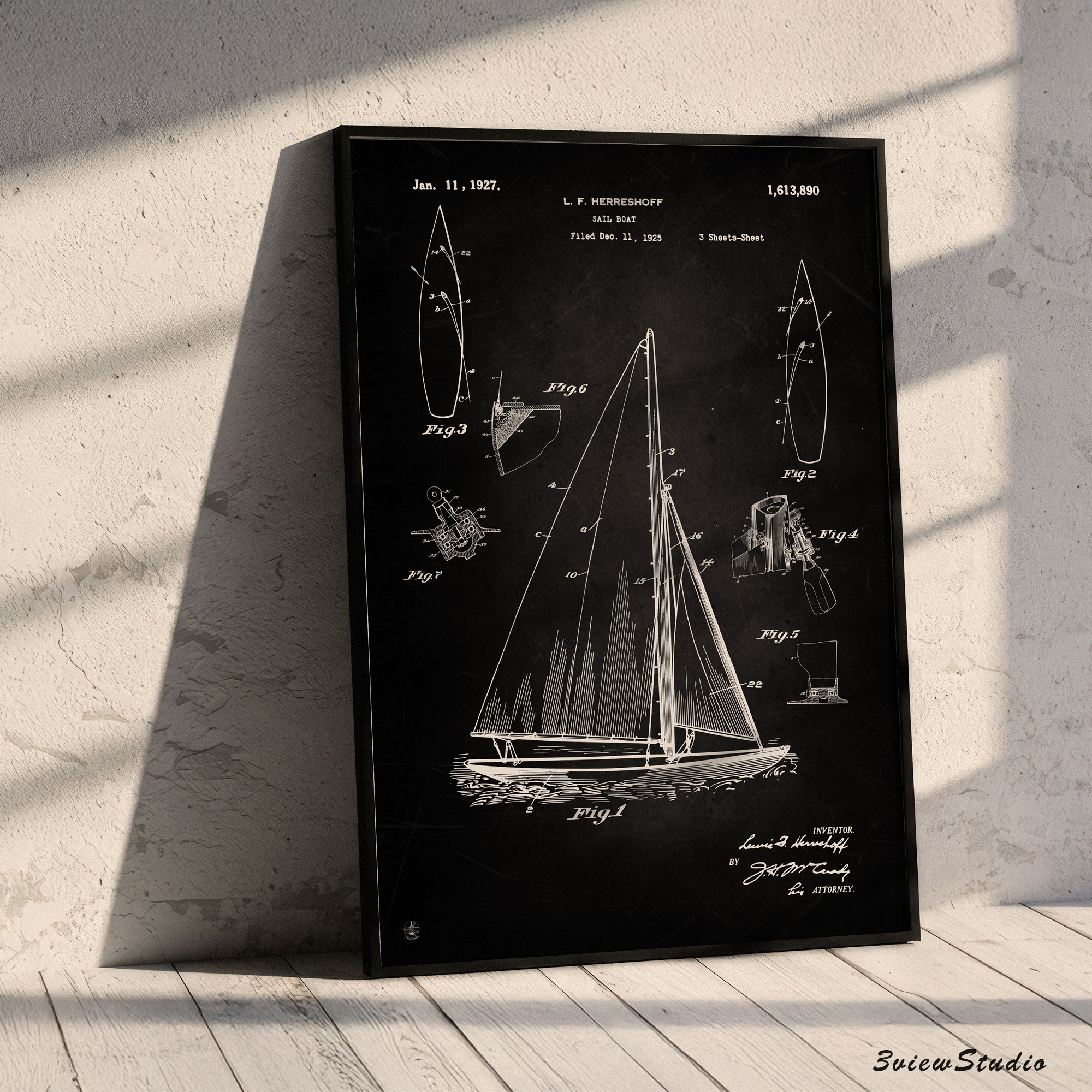 herreshoff sailboat patent art print herreshoff sailboat patent art print
