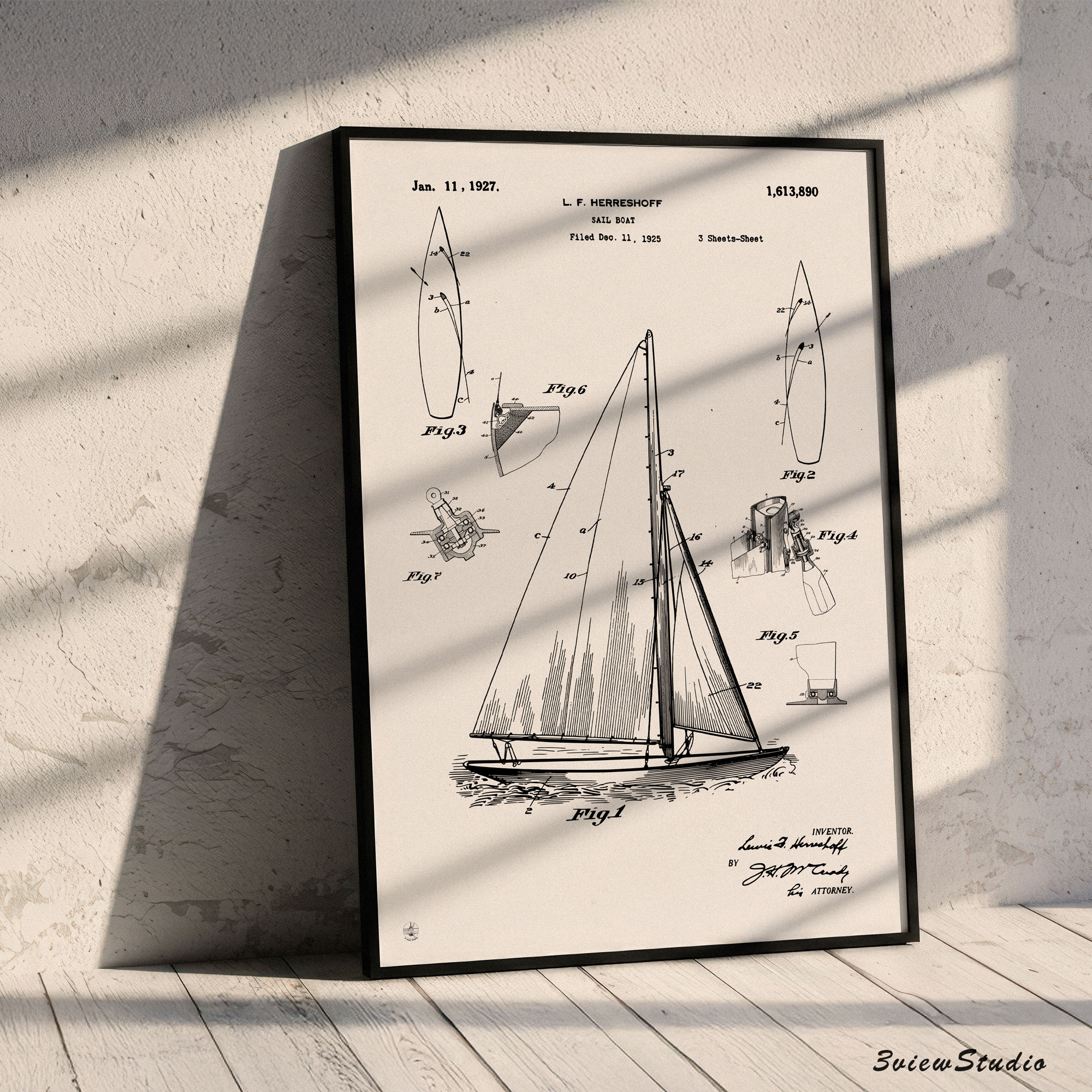 herreshoff sailboat patent art print herreshoff sailboat patent art print