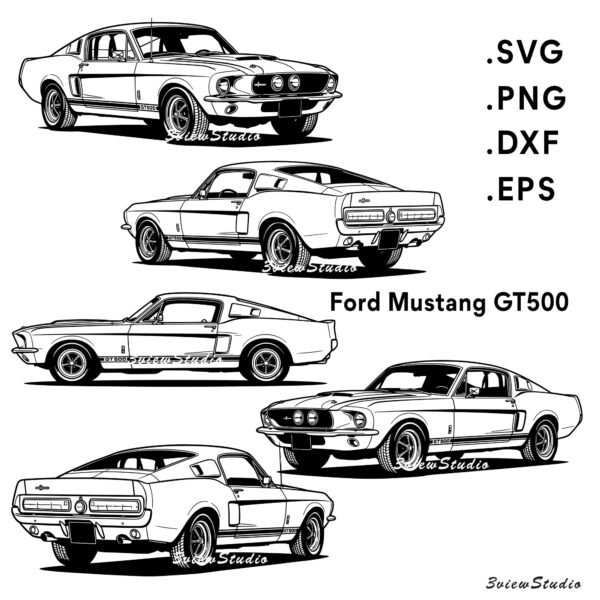 classic ford mustang gt500 svg bundle