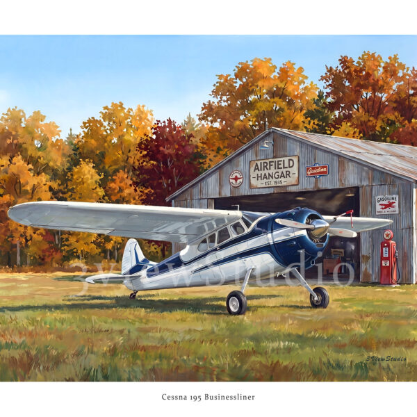 cessna 195 businessliner watercolor art